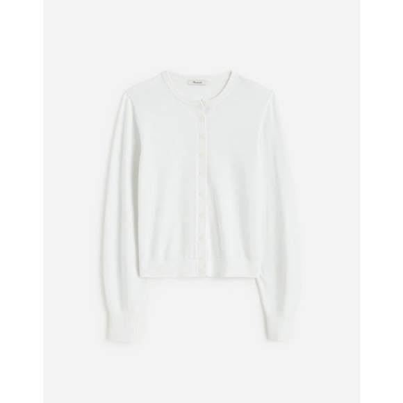Madewell Sweaters - NWT Madewell Crewneck Cardigan in 100% Cotton size XL in white